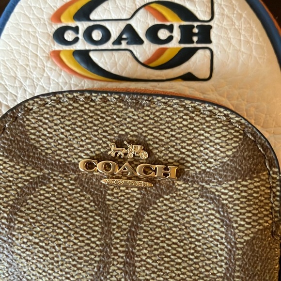Coach: Mini Court Backpack Bag Charm/Keychain- Signature Canvas- Gold tone - Picture 2 of 16